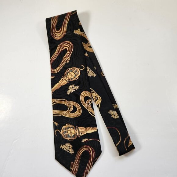Tim Allen Home Improvement Men's Necktie Polyester Black & Gold 56" x 4" Vintage - Picture 2 of 9